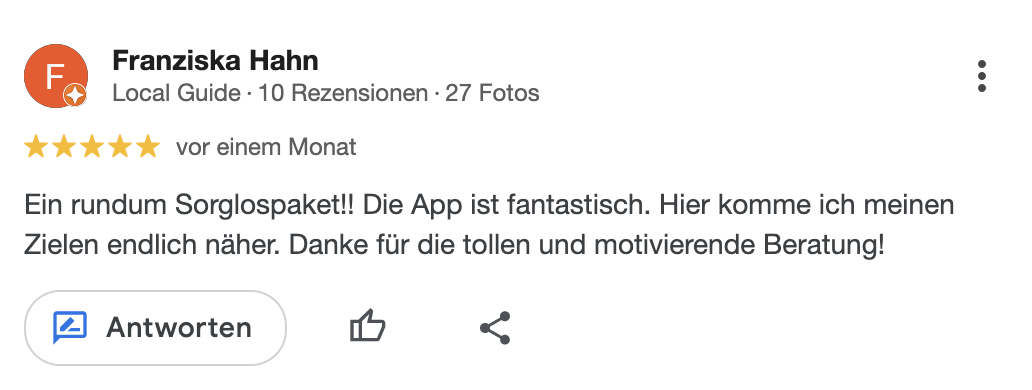 Google Rezensionen von Franziska